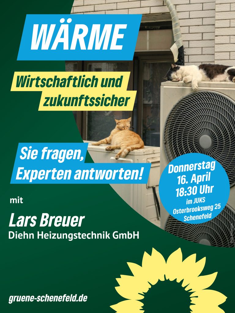 FACHGESPRÄCH  ‚WÄRME – WIRTSCHAFTLICH UND ZUKUNFTSSICHER‘ AM 16. APRIL UM 18.30 UHR IM JUKS SCHENEFELD